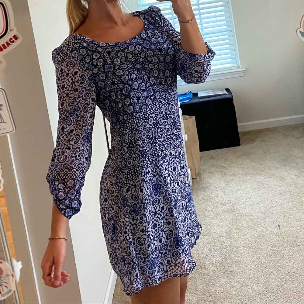 Navy Patterned Dress